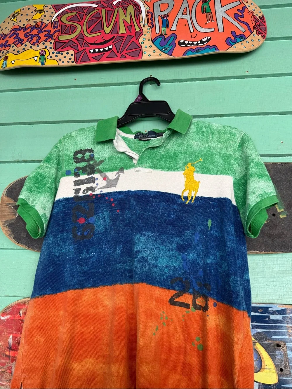 Vintage Ralph Lauren Big Pony Paint Splatter Polo